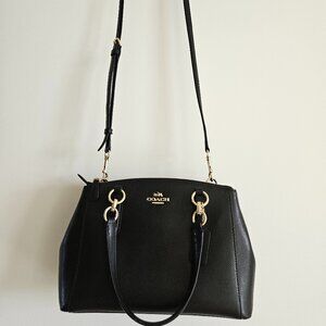 Coach Christie Carryall in Crossgrain Leather Metallic Blue Crossbody Bag